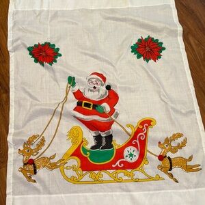 Vintage Festive Santa and Sleigh Christmas Curtains 4 piece Kitschy Rare